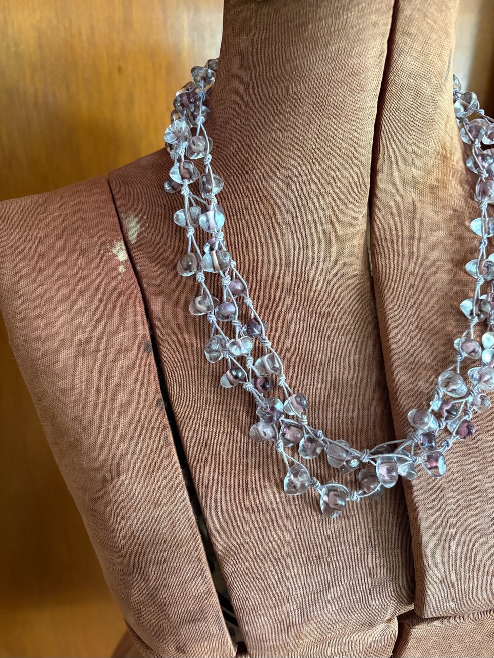 Handcrafted Clear Bead Multi-Strand Necklace - Women Jewelry